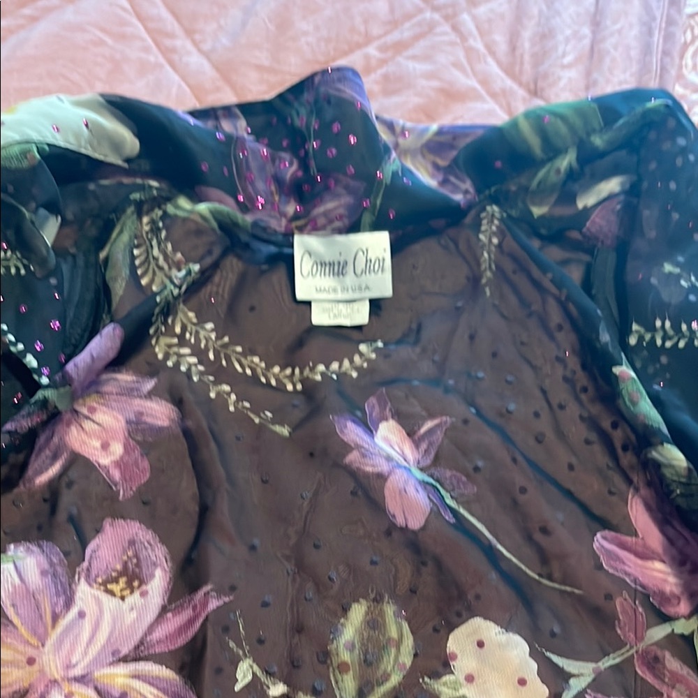 Connie Floral Sheer Skirt - Black and Purple